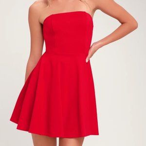 Lulu's: Red Strapless Dress